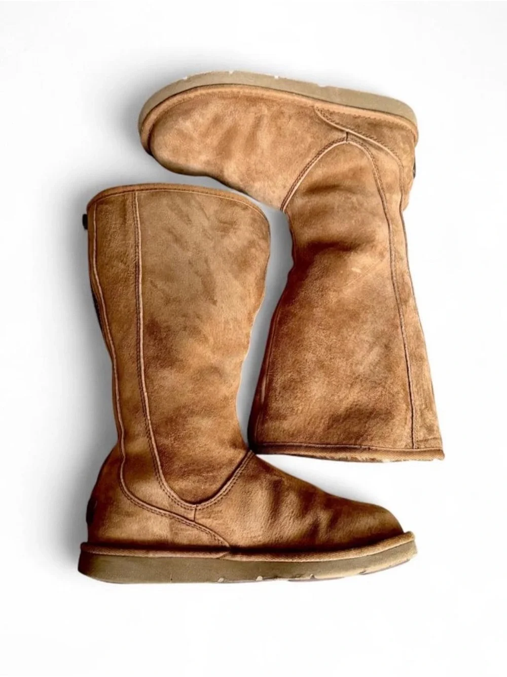 UGG Knightsbridge Sheepskin Winter Boots Womens Size 8 EUR 39 Brown Leather Zip